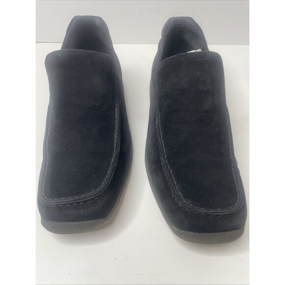 ECCO Twist Black Suede Leather Square Toe Size 6 Women's Slip-On Loafers Comfort - Picture 1 of 10